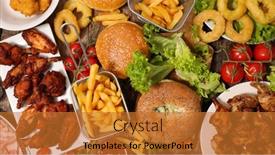  Presentation with fast food - Audience pleasing slide set consisting of american-fast-food-collection-top backdrop and a gold colored foreground