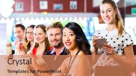  Presentation with fast food - PPT layouts having american fast food diner background and a coral colored foreground