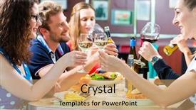  Presentation with wine beer - Slide deck enhanced with american fast food diner background and a coral colored foreground