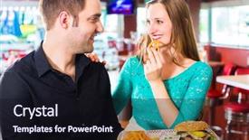  Presentation with burger fries - PPT layouts having american fast food diner background and a wine colored foreground