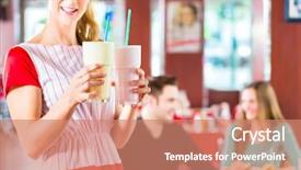 Presentation with fast food - PPT theme consisting of american fast food diner background and a coral colored foreground