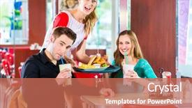  Presentation with fast food - Cool new slides with american fast food diner backdrop and a coral colored foreground