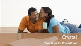  Presentation with female - Presentation having american female kissing man next background and a coral colored foreground