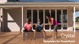  Presentation with personal training - Cool new PPT layouts with american female personal trainer training backdrop and a  colored foreground