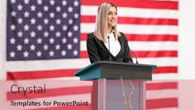  Presentation with american - Presentation design having american-female-politician-giving and a coral colored foreground