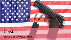  Presentation with gun american flag - Slides featuring american flag 2nd amendment background and a coral colored foreground