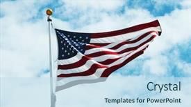  Presentation with american flag - Audience pleasing theme consisting of american flag against blue sky backdrop and a sky blue colored foreground