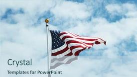  Presentation with american flag - Slide set consisting of american flag against bright sky background and a sky blue colored foreground