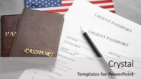  Presentation with immigration - Amazing slides having american flag and application forms backdrop and a light gray colored foreground