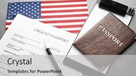  Presentation with american flag - Colorful theme enhanced with application form on table immigration backdrop and a light gray colored foreground