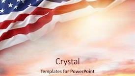  Presentation with grave marker american flag - PPT theme enhanced with american flag and bright sky background and a lemonade colored foreground