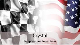  Presentation with checkered flag - Presentation theme enhanced with american flag and checkered racing background and a soft green colored foreground