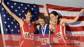  Presentation with athletes - Beautiful PPT layouts featuring american flag and medal backdrop and a red colored foreground