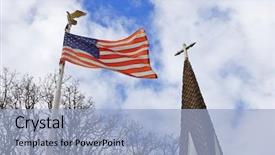  Presentation with american flag - Colorful slides enhanced with american flag and old church backdrop and a light blue colored foreground