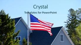  Presentation with free american flag - Colorful slide set enhanced with american flag at suburban neighborhood backdrop and a sky blue colored foreground