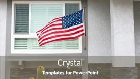  Presentation with patriotic - Slide deck featuring american-flag-blowing background and a gray colored foreground