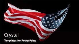  Presentation with america flag - PPT theme consisting of american-flag-blowing background and a black colored foreground