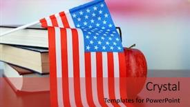  Presentation with teachers apple - Amazing slide deck having american flag books and apple backdrop and a red colored foreground