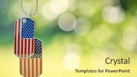  Presentation with american flag - Cool new slides with american flag dog tags hanging backdrop and a blonde colored foreground