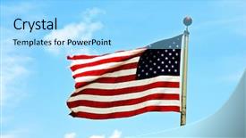  Presentation with free american flag - Beautiful slide set featuring american flag flying high backdrop and a arctic colored foreground