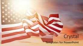  Presentation with american flag - Presentation theme with american flag flying in bright background and a coral colored foreground