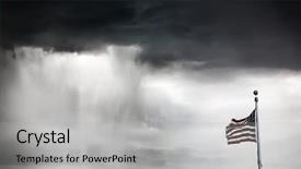  Presentation with storm - Audience pleasing presentation theme consisting of american flag flying backdrop and a light gray colored foreground