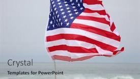  Presentation with patriotic usa - Presentation theme with american-flag-flying background and a light gray colored foreground
