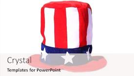  Presentation with 4th july - Audience pleasing slide set consisting of american-flag-hat-usa-flag backdrop and a sky blue colored foreground