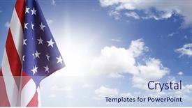  Presentation with free american flag - Cool new slide deck with american flag in blue sky backdrop and a sky blue colored foreground