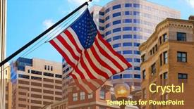  Presentation with american flag - Slide deck having american-flag-in-boston-downtown background and a tawny brown colored foreground