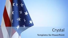  Presentation with american flag - Slides featuring american flag in front background and a light blue colored foreground