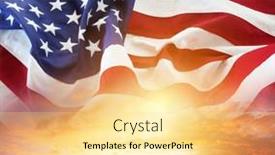  Presentation with sunny sky - Colorful theme enhanced with american-flag-in-sunny-sky backdrop and a blonde colored foreground