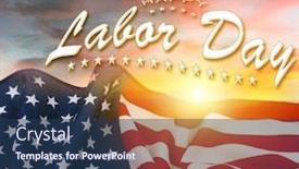  Presentation with labor - Presentation design featuring american-flag-in-the-sky background and a ocean colored foreground