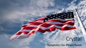  Presentation with american flag waving - Colorful slide deck enhanced with american flag in the sky backdrop and a light blue colored foreground