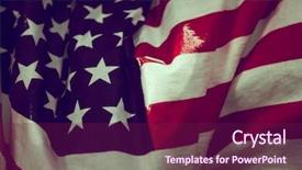  Presentation with 3d figure american flag - Slide set consisting of american flag in water filtered background and a violet colored foreground
