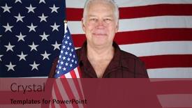  Presentation with america flag - PPT theme featuring american-flag-man-solutes background and a tawny brown colored foreground
