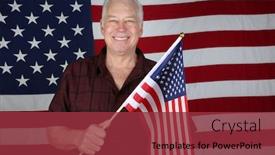  Presentation with america flag - PPT theme consisting of american-flag-man-solutes background and a red colored foreground