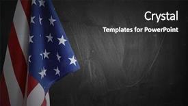  Presentation with united states flag - Colorful presentation theme enhanced with american flag on a blackboard backdrop and a dark gray colored foreground