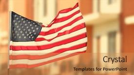  Presentation with grave marker american flag - Beautiful theme featuring american flag on blurred building backdrop and a gold colored foreground