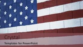  Presentation with american flag - Presentation design consisting of american-flag-on-bricks background and a violet colored foreground