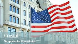  Presentation with building construction - Amazing PPT theme having american flag on building background backdrop and a light blue colored foreground