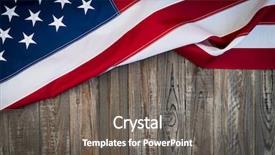  Presentation with broken wall american flag - Amazing slide deck having american flag on wood background backdrop and a gray colored foreground