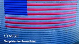  Presentation with american flag - Presentation theme featuring american-flag-painted-on-grain background and a ocean colored foreground