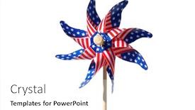  Presentation with red white blue - Colorful presentation design enhanced with american-flag-pin-wheel-isolated backdrop and a white colored foreground