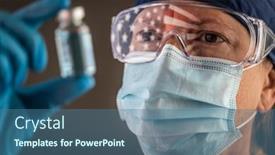  Presentation with medical worker - Slides enhanced with american-flag-reflecting-on-female background and a ocean colored foreground