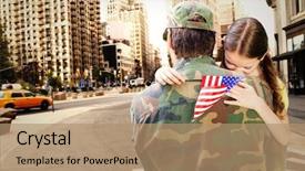  Presentation with street food new york - Cool new presentation theme with american flag soldier - father reunited with daughter backdrop and a coral colored foreground