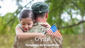 Presentation with daughter - Slides enhanced with american flag - soldier reunited with his daughter background and a coral colored foreground