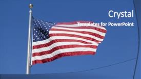  Presentation with american flag waving - Amazing presentation design having american flag waving on flagpole backdrop and a ocean colored foreground