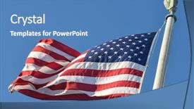  Presentation with american flag waving - Presentation design consisting of american flag waving on flagpole background and a teal colored foreground