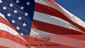  Presentation with american flag waving - Amazing PPT theme having american flag waving backdrop and a red colored foreground